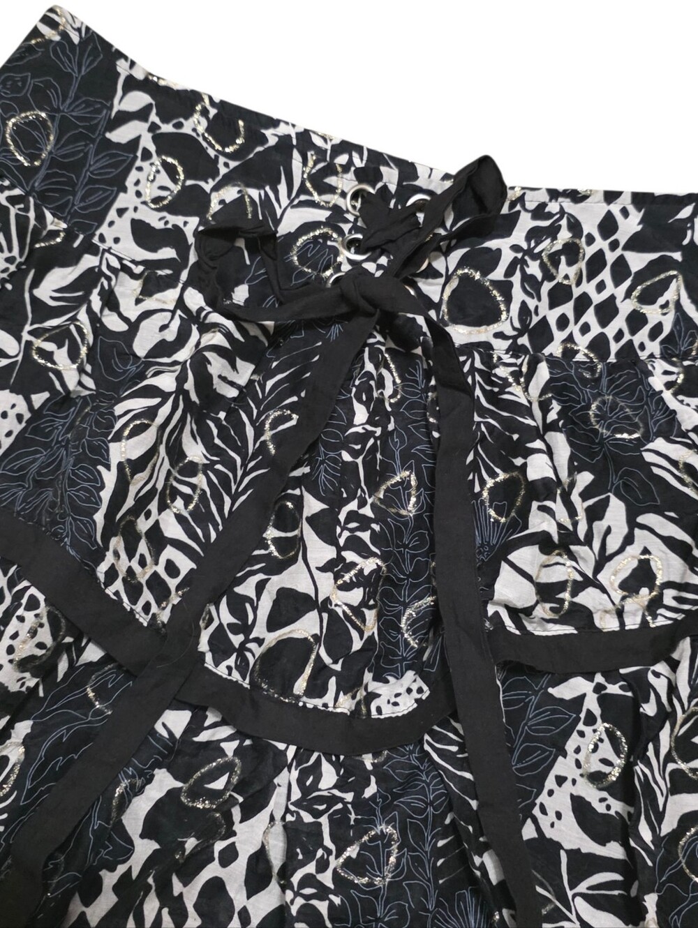 Alberto Makali silk cotton blend corset lace bubble skirt with tropical design - Picture 2 of 4